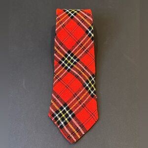 🎄VTG 1970s Resilio Wool Red Stewart Tartan Plaid Wide Necktie